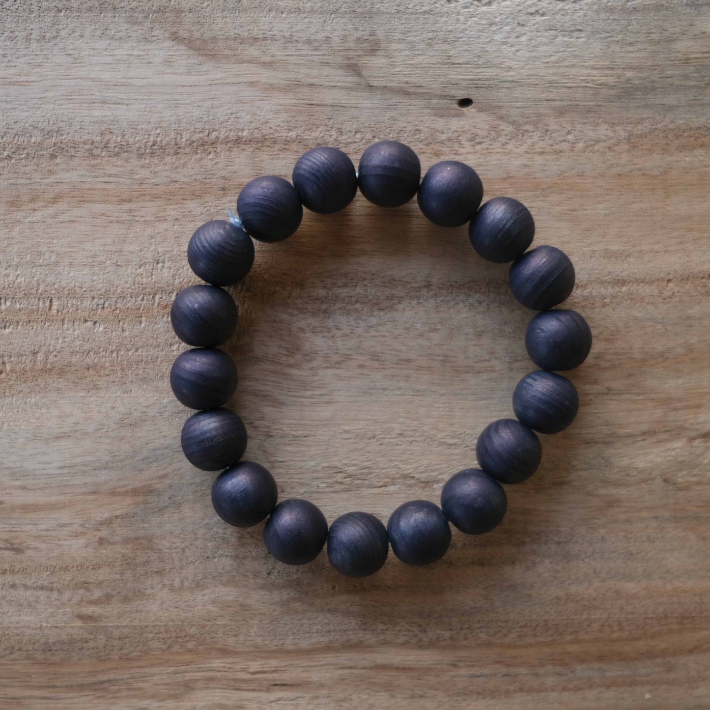 Indigo Dye Japanese Wooden Beads Bracelet 10mm