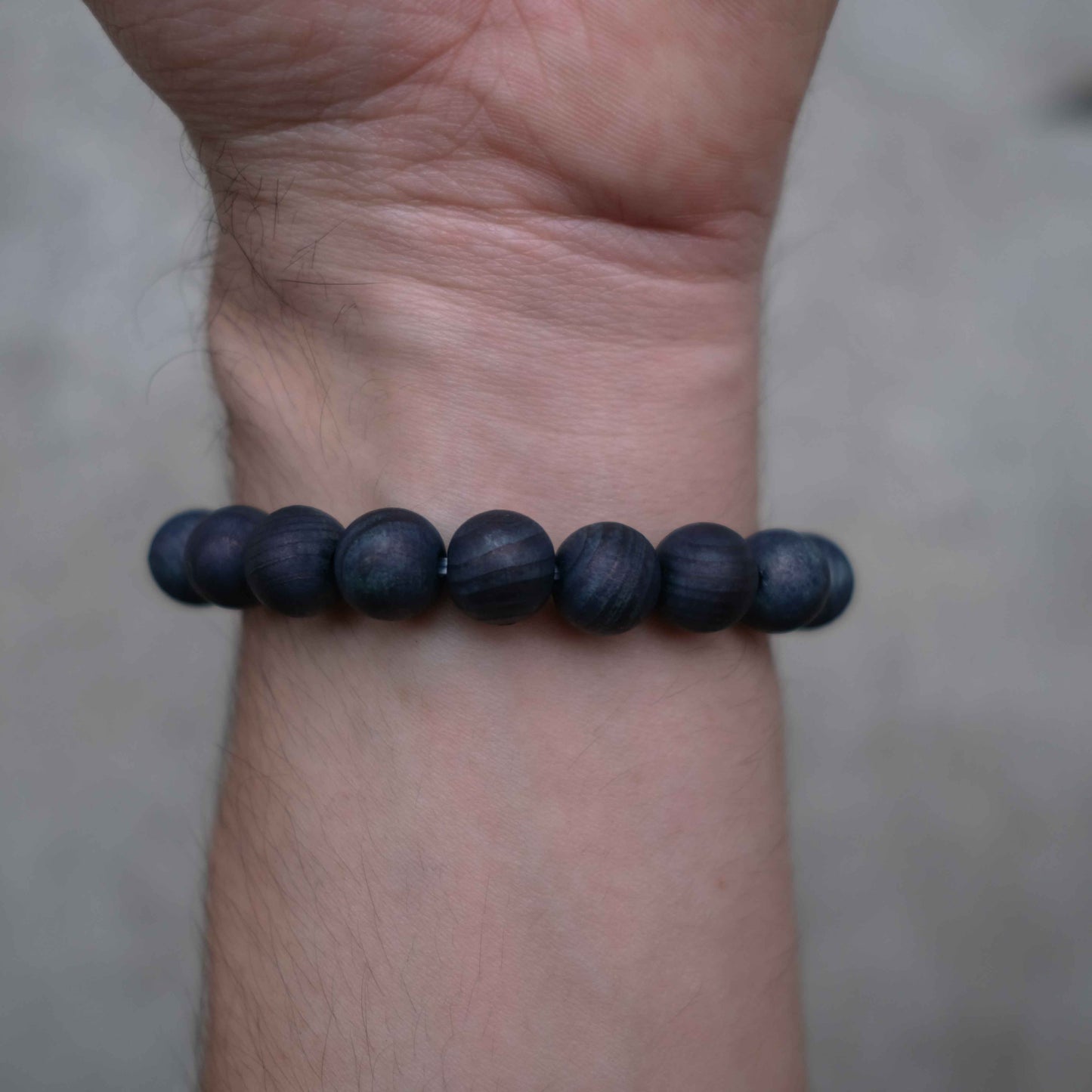 Indigo Dye Japanese Wooden Beads Bracelet 10mm