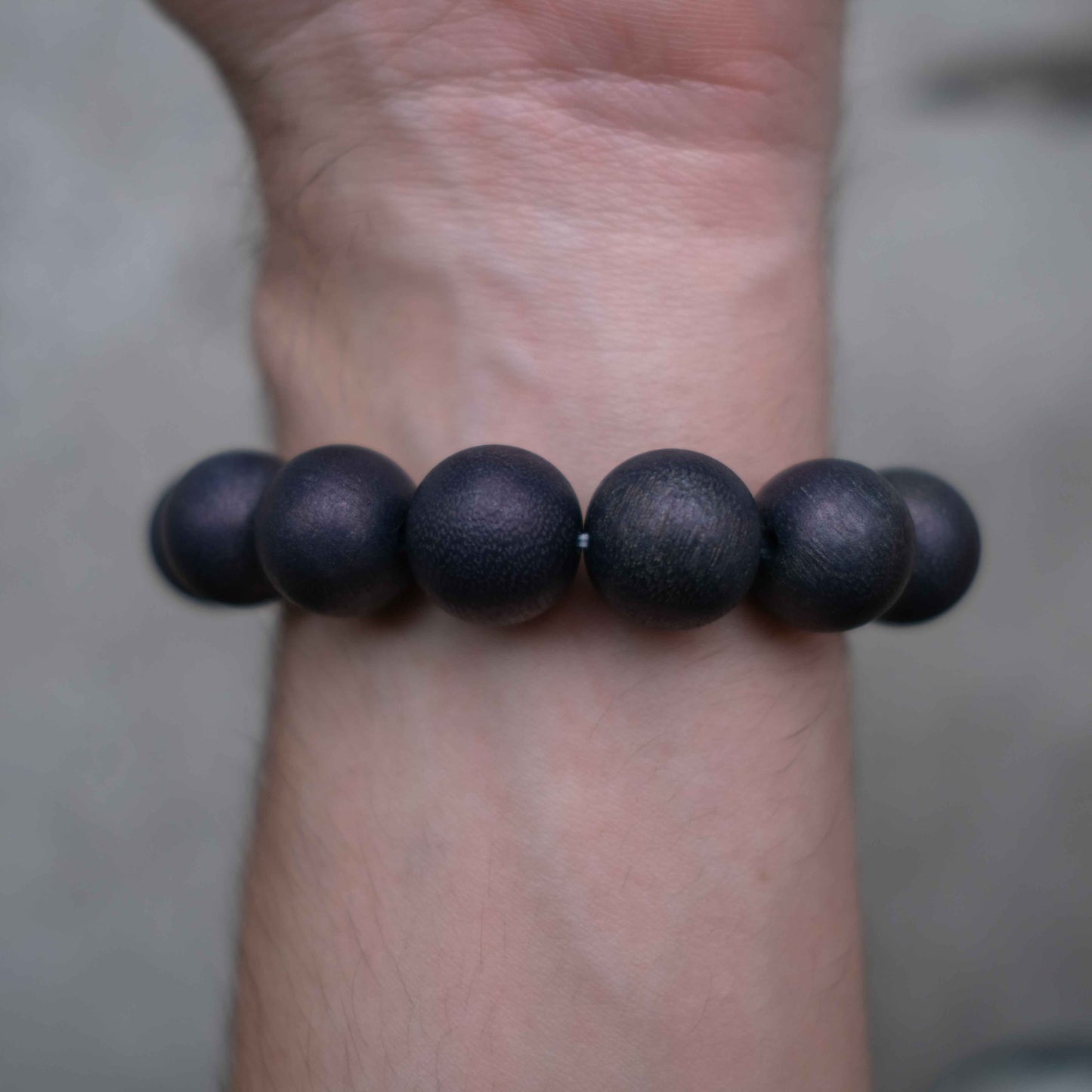 Indigo Dye Japanese Wooden Beads Bracelet 15mm
