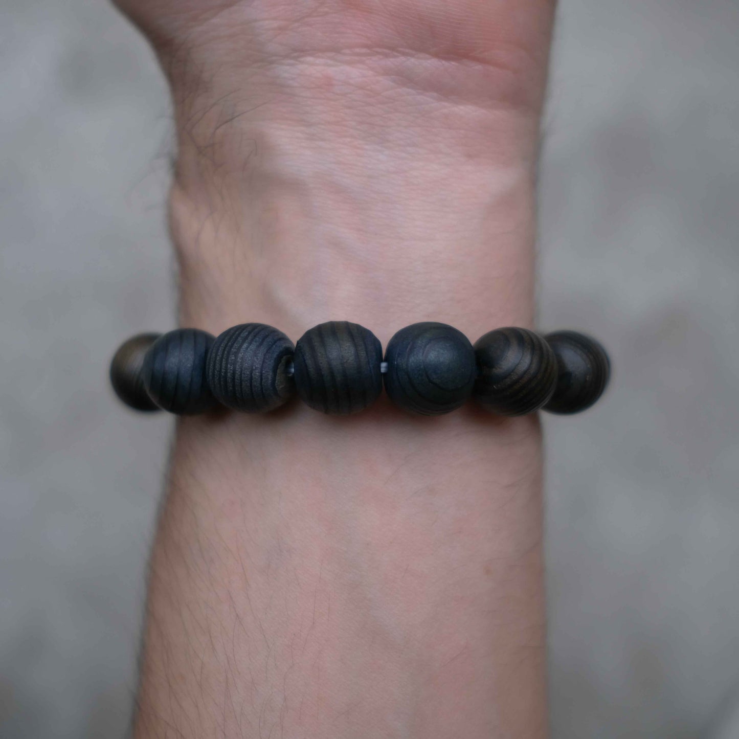 Indigo Dye Japanese Wooden Beads Bracelet 12mm