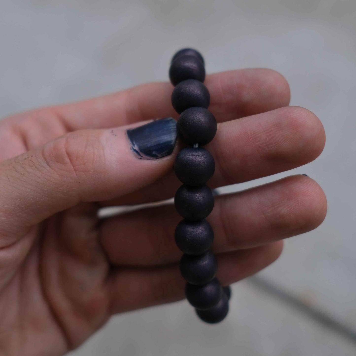 Indigo Dye Japanese Wooden Beads Bracelet 10mm
