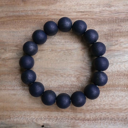 Indigo Dye Japanese Wooden Beads Bracelet 12mm