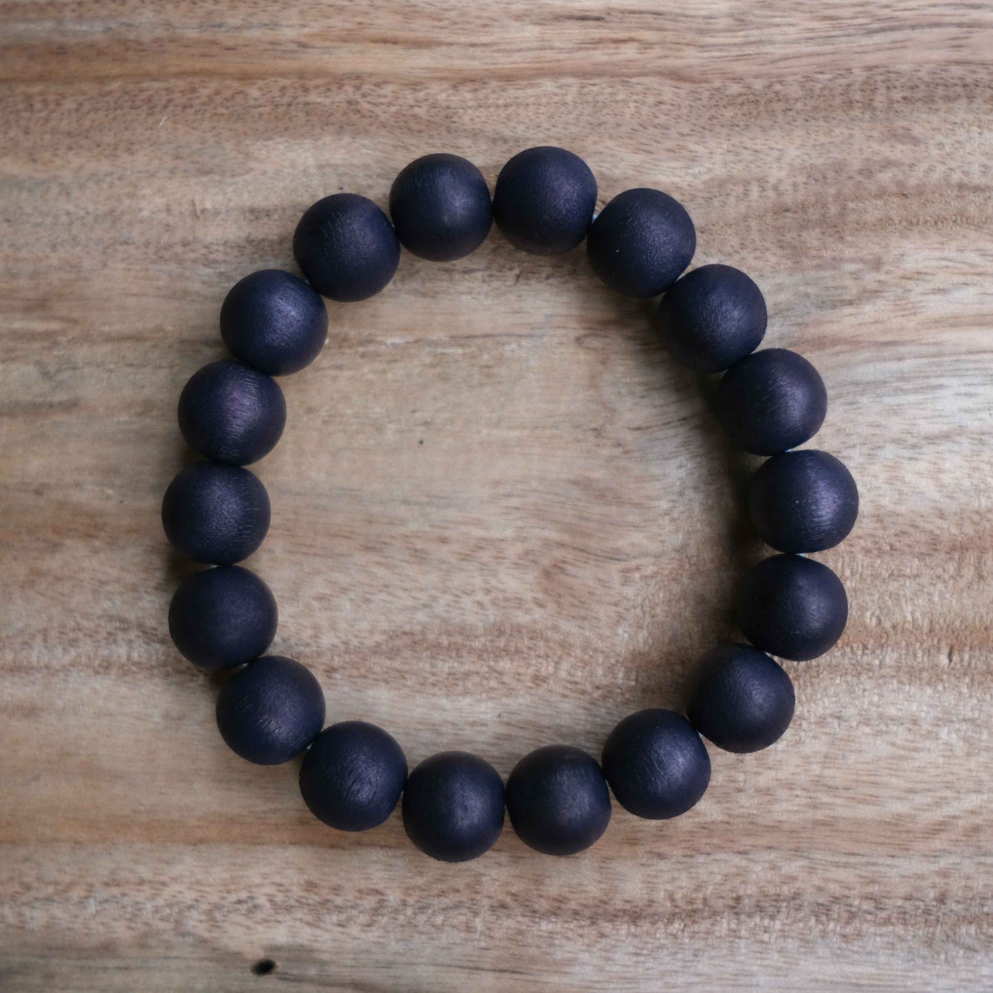 Indigo Dye Japanese Wooden Beads Bracelet 10mm