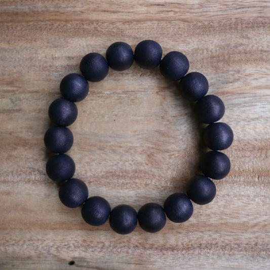 Indigo Dye Japanese Wooden Beads Bracelet 10mm