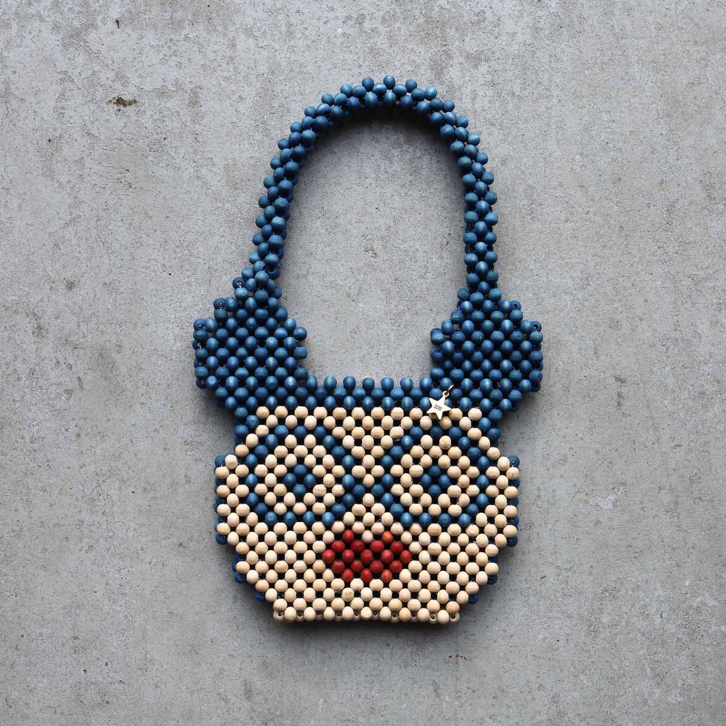 Natural Dye Wooden Beads Girl Handbag