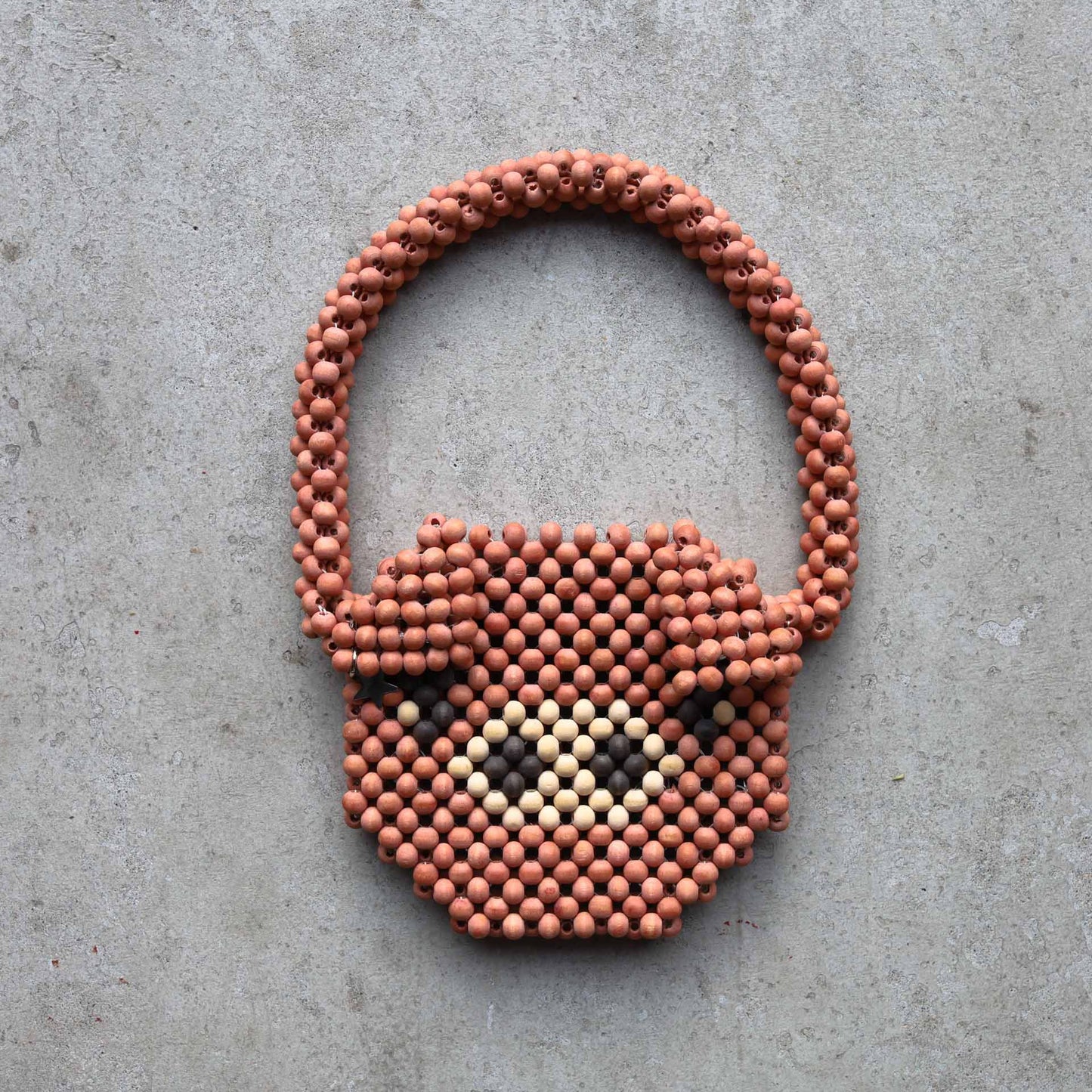 Natural Dye Wooden Beads Pig Handbag