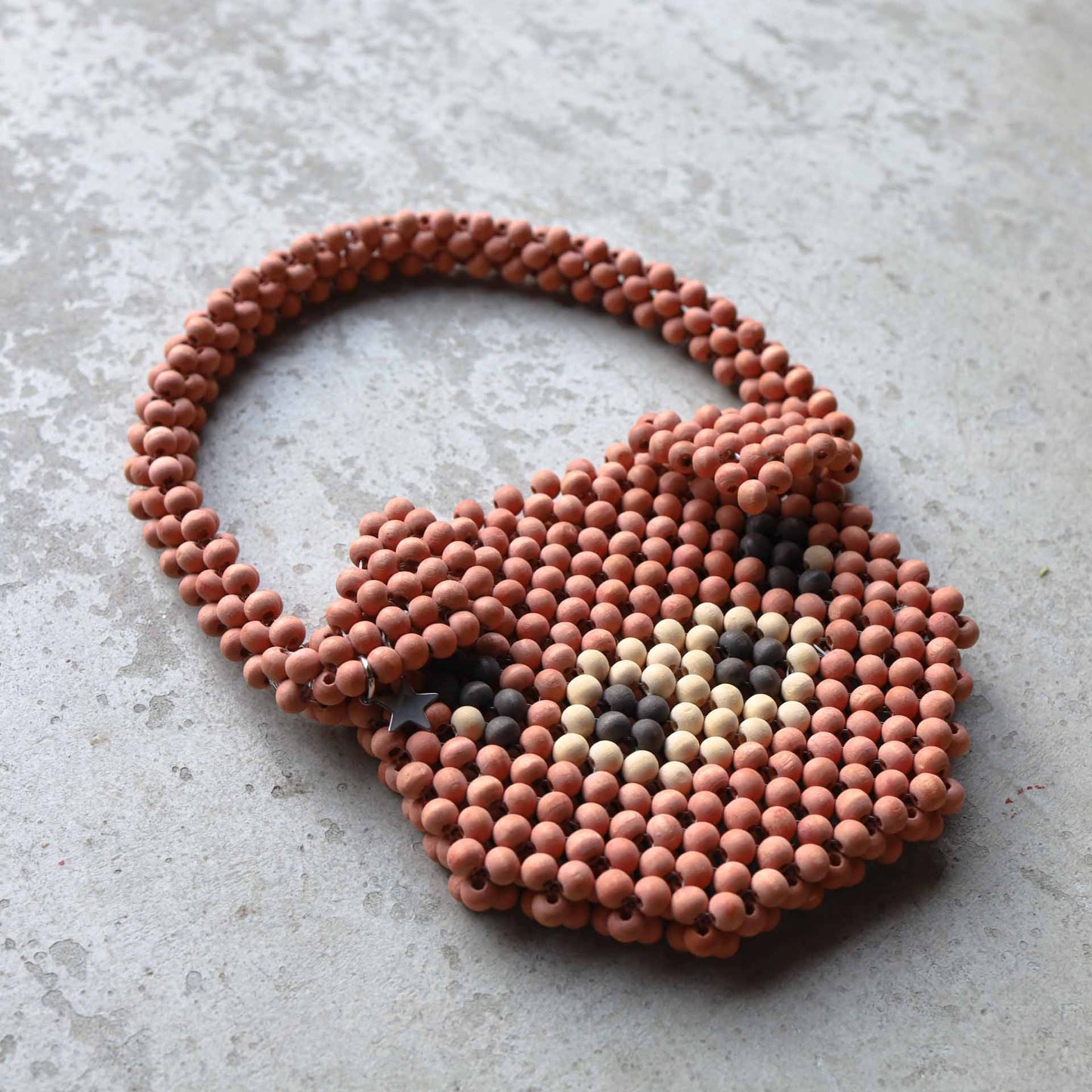 Natural Dye Wooden Beads Pig Handbag