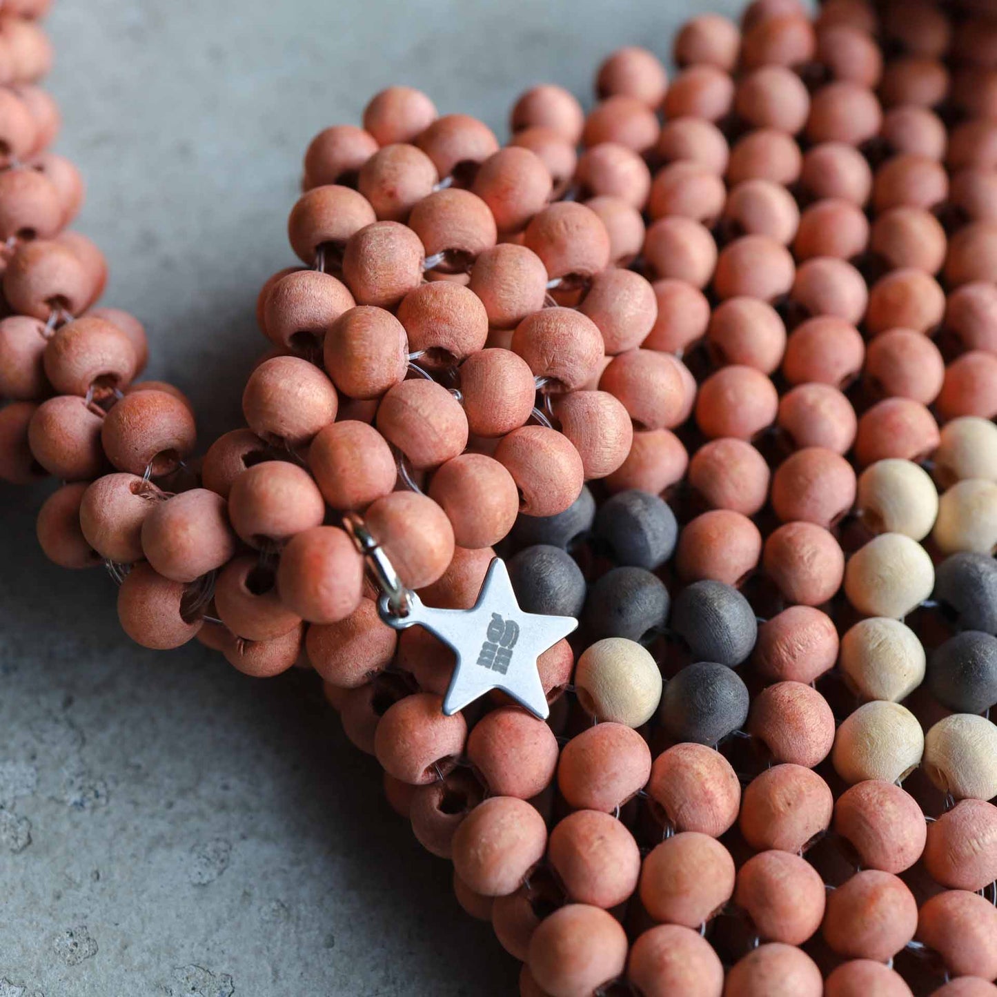 Natural Dye Wooden Beads Pig Handbag