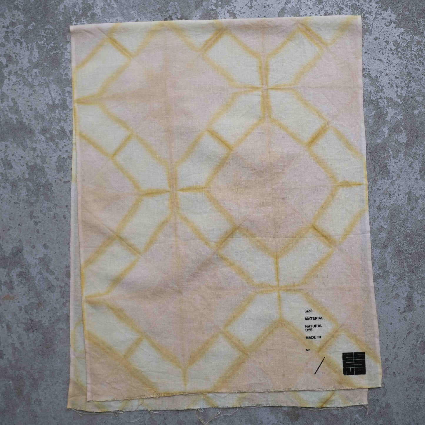 Natural Dye Itajime Shibori Japanese Tenugui Fabric