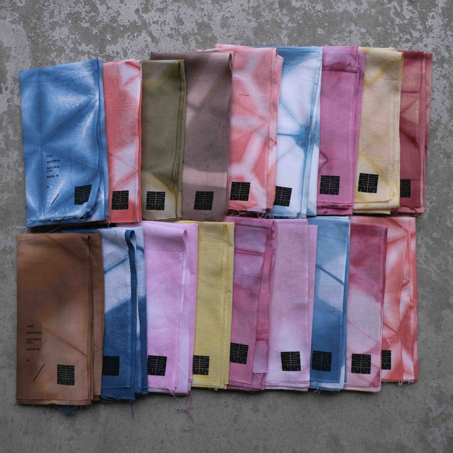Natural Dye Itajime Shibori Japanese Tenugui Fabric