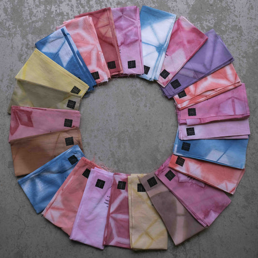 Natural Dye Itajime Shibori Japanese Tenugui Fabric