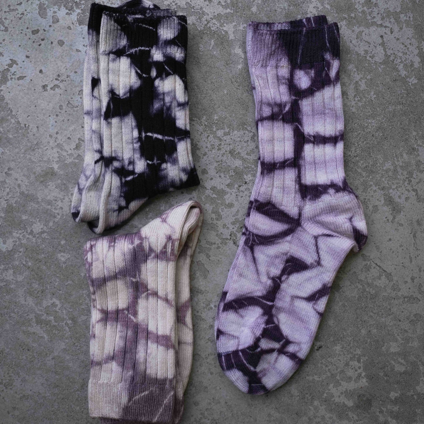 3 Pairs Set Natural Tie Dye Organic Cotton & Silk Socks