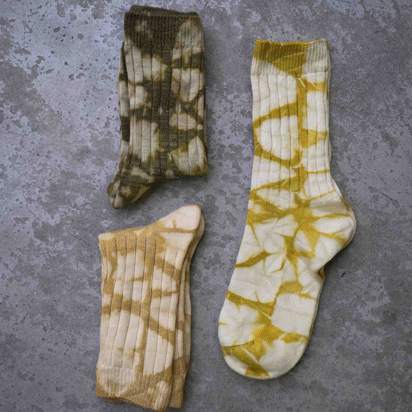 3 Pairs Set Natural Tie Dye Organic Cotton & Silk Socks