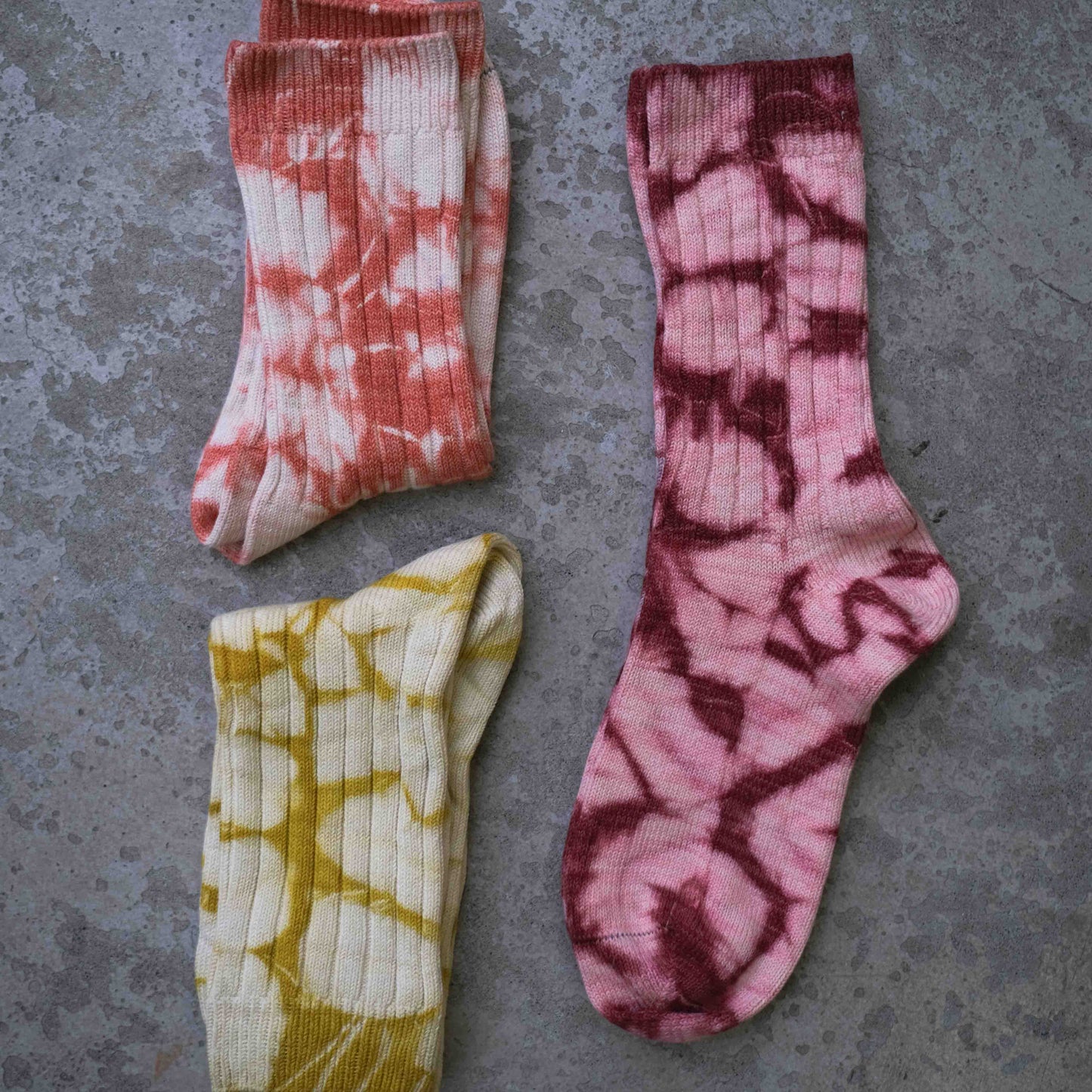 3 Pairs Set Natural Tie Dye Organic Cotton & Silk Socks