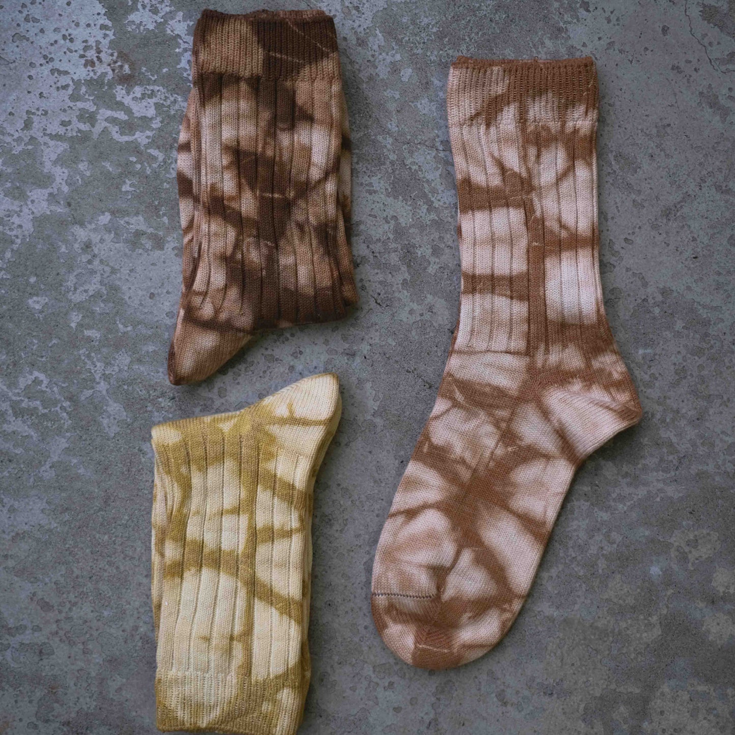3 Pairs Set Natural Tie Dye Organic Cotton & Silk Socks