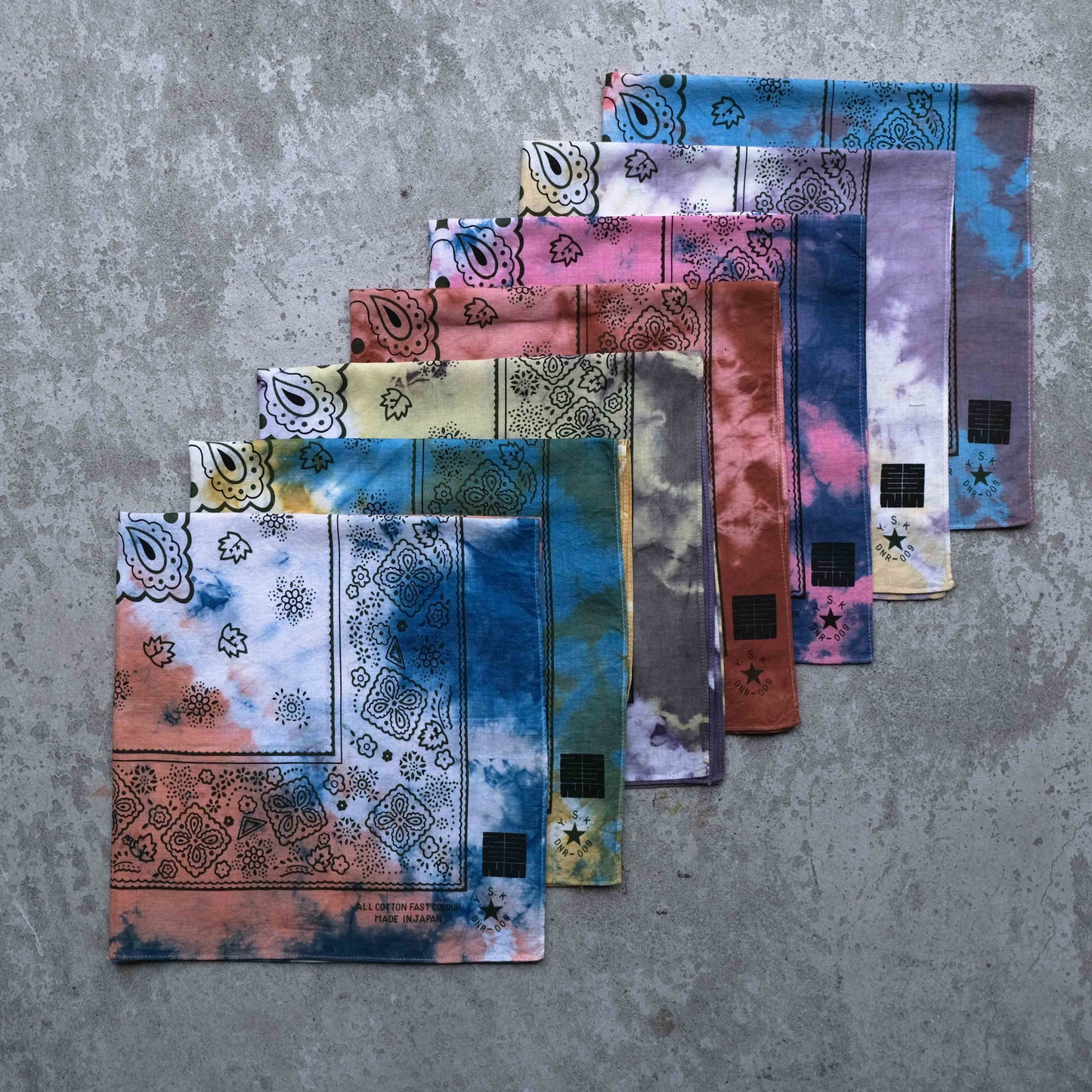 Two-Tone Natural Tie Dye Japan Cotton Bandana