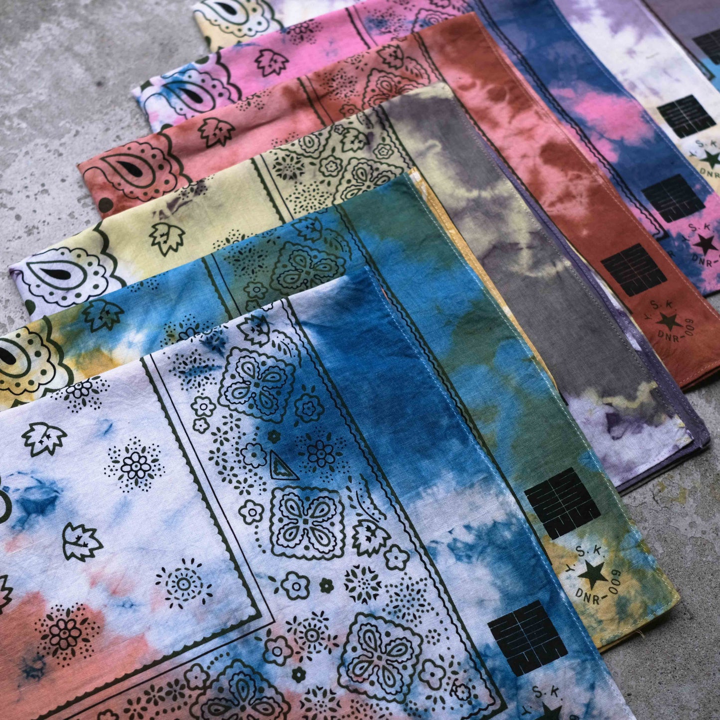 Two-Tone Natural Tie Dye Japan Cotton Bandana