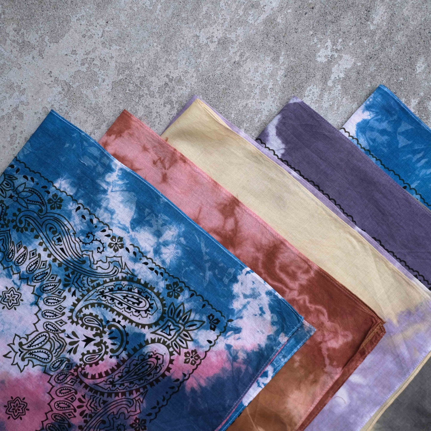 Two-Tone Natural Tie Dye Japan Cotton Big Bandana
