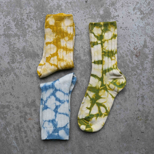 3 Pairs Set Natural Tie Dye Organic Cotton & Silk Socks