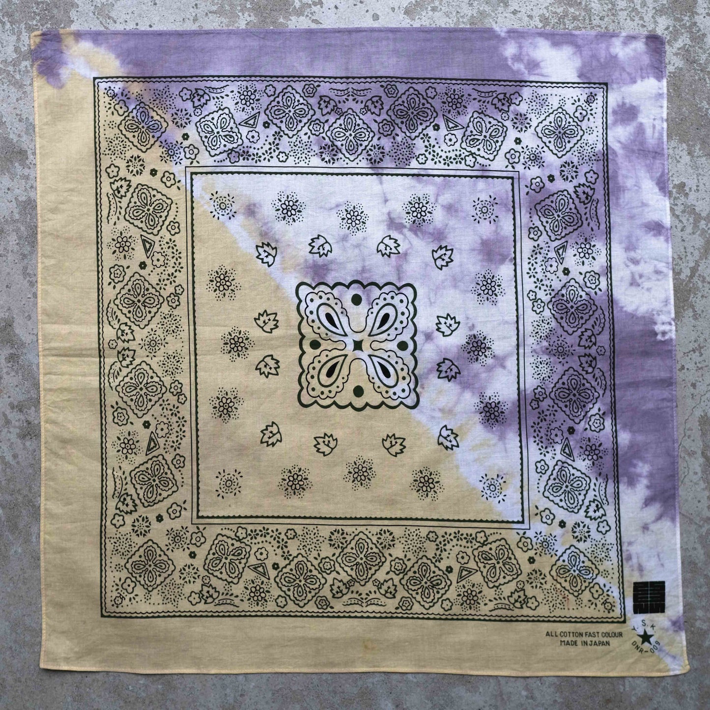 Two-Tone Natural Tie Dye Japan Cotton Bandana