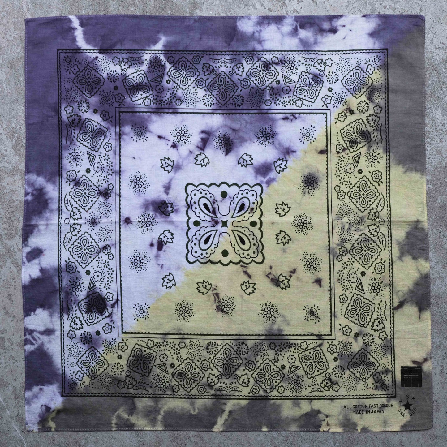 Two-Tone Natural Tie Dye Japan Cotton Bandana