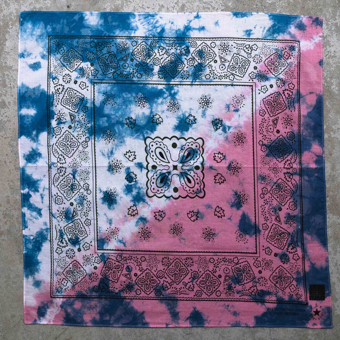 Two-Tone Natural Tie Dye Japan Cotton Bandana