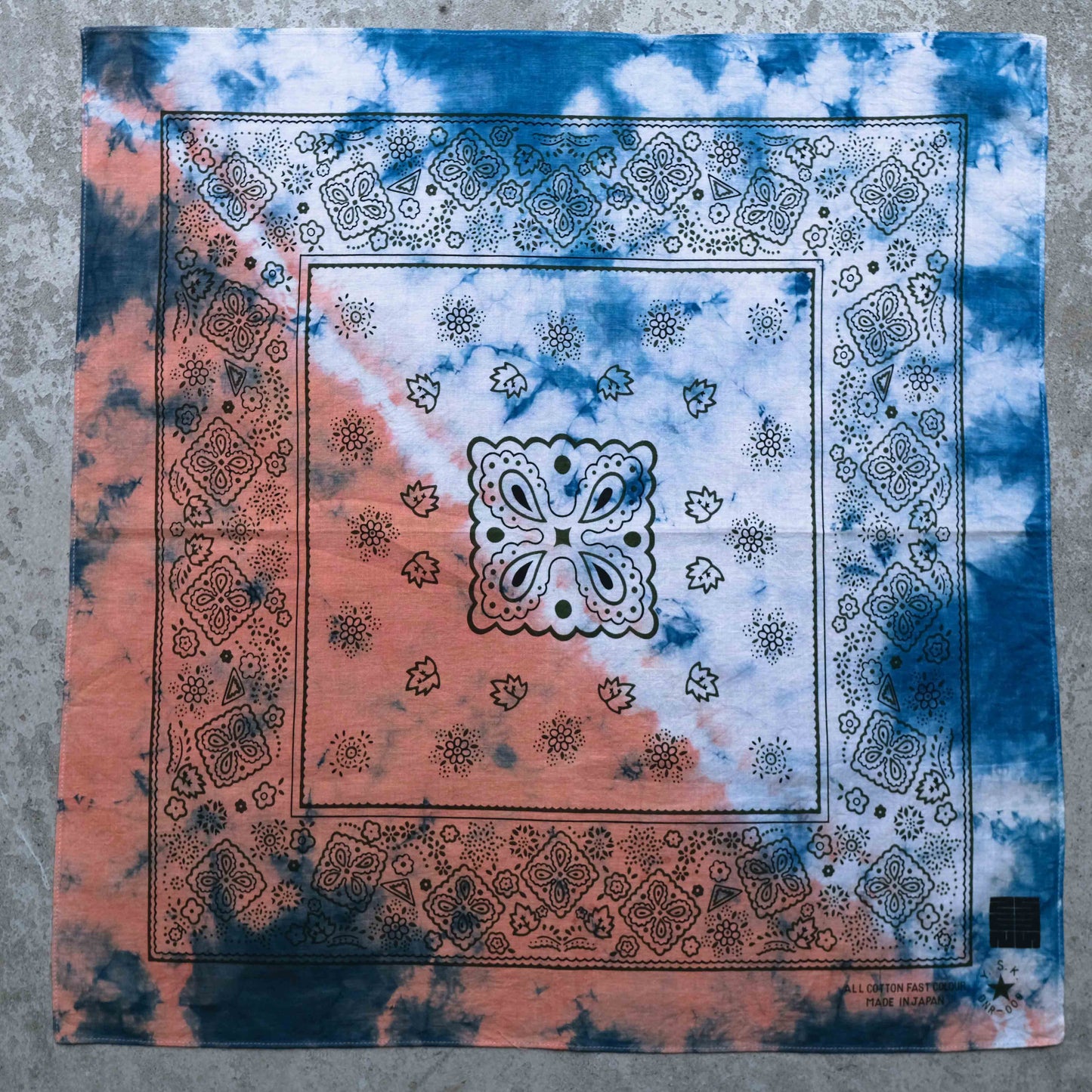 Two-Tone Natural Tie Dye Japan Cotton Bandana