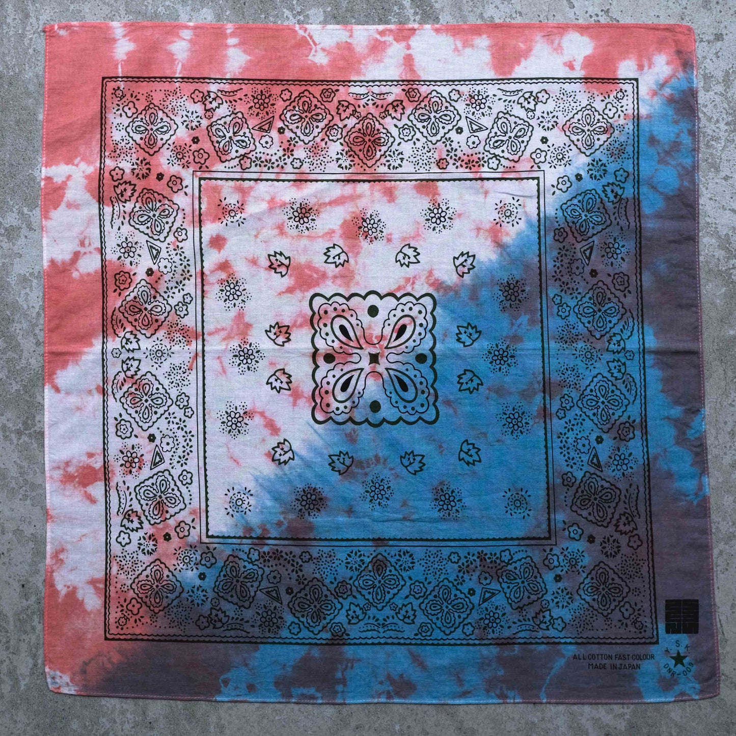 Two-Tone Natural Tie Dye Japan Cotton Bandana