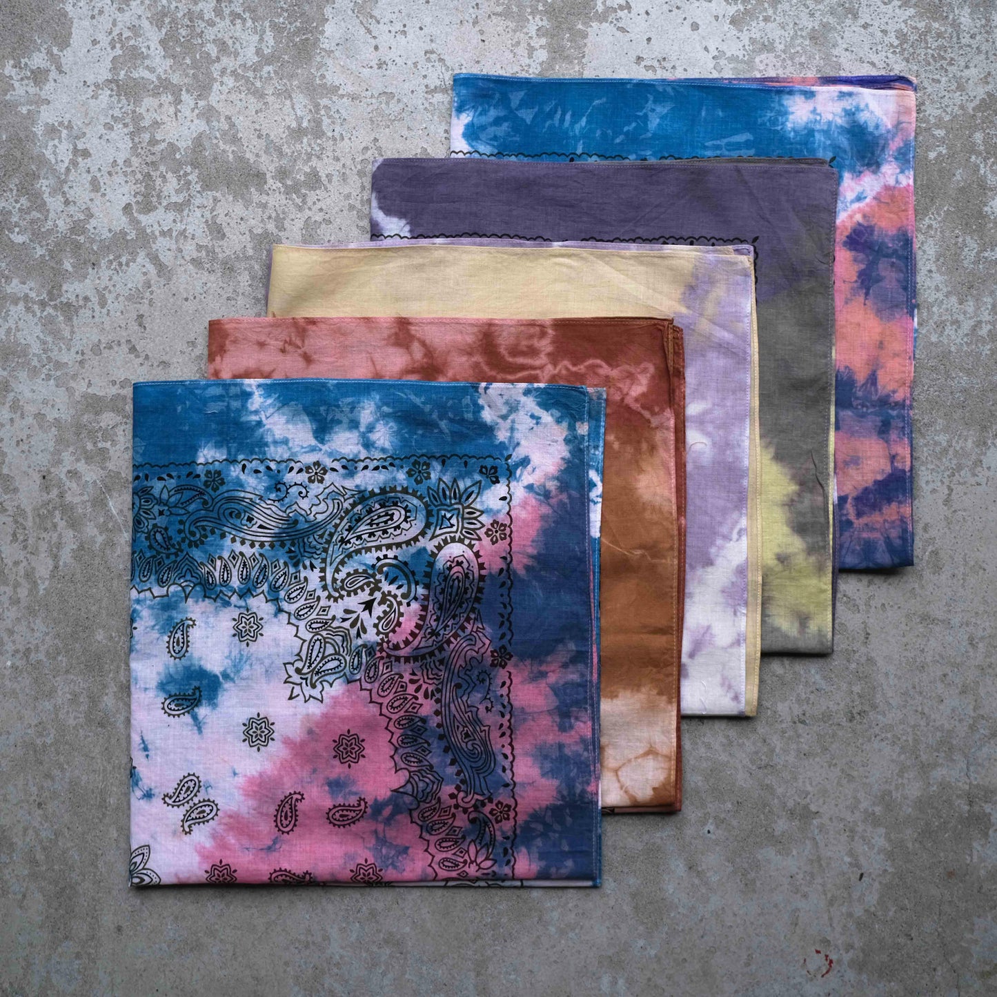 Two-Tone Natural Tie Dye Japan Cotton Big Bandana
