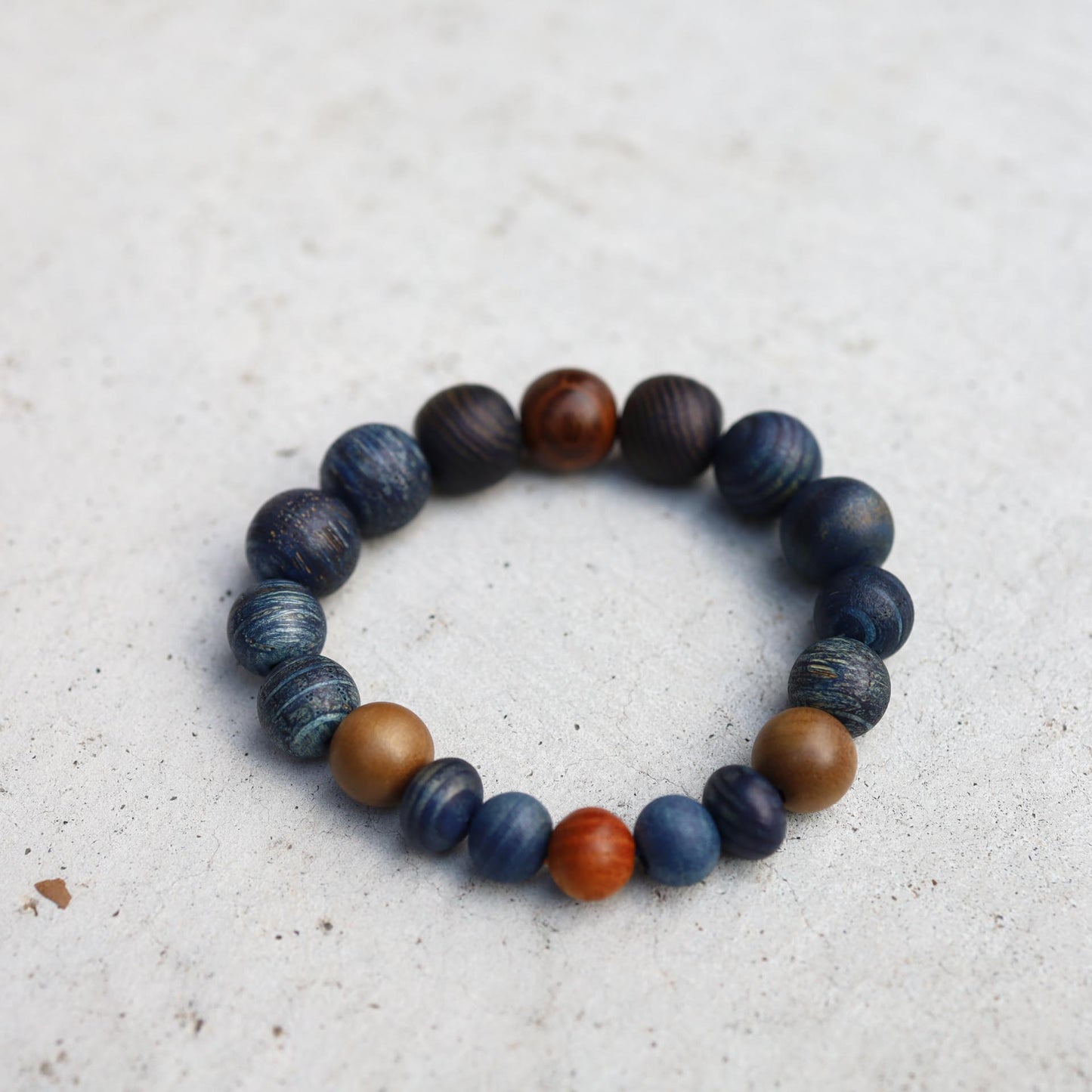 Japanese Wooden Beads Mixed Bracelet - Indigo dyed