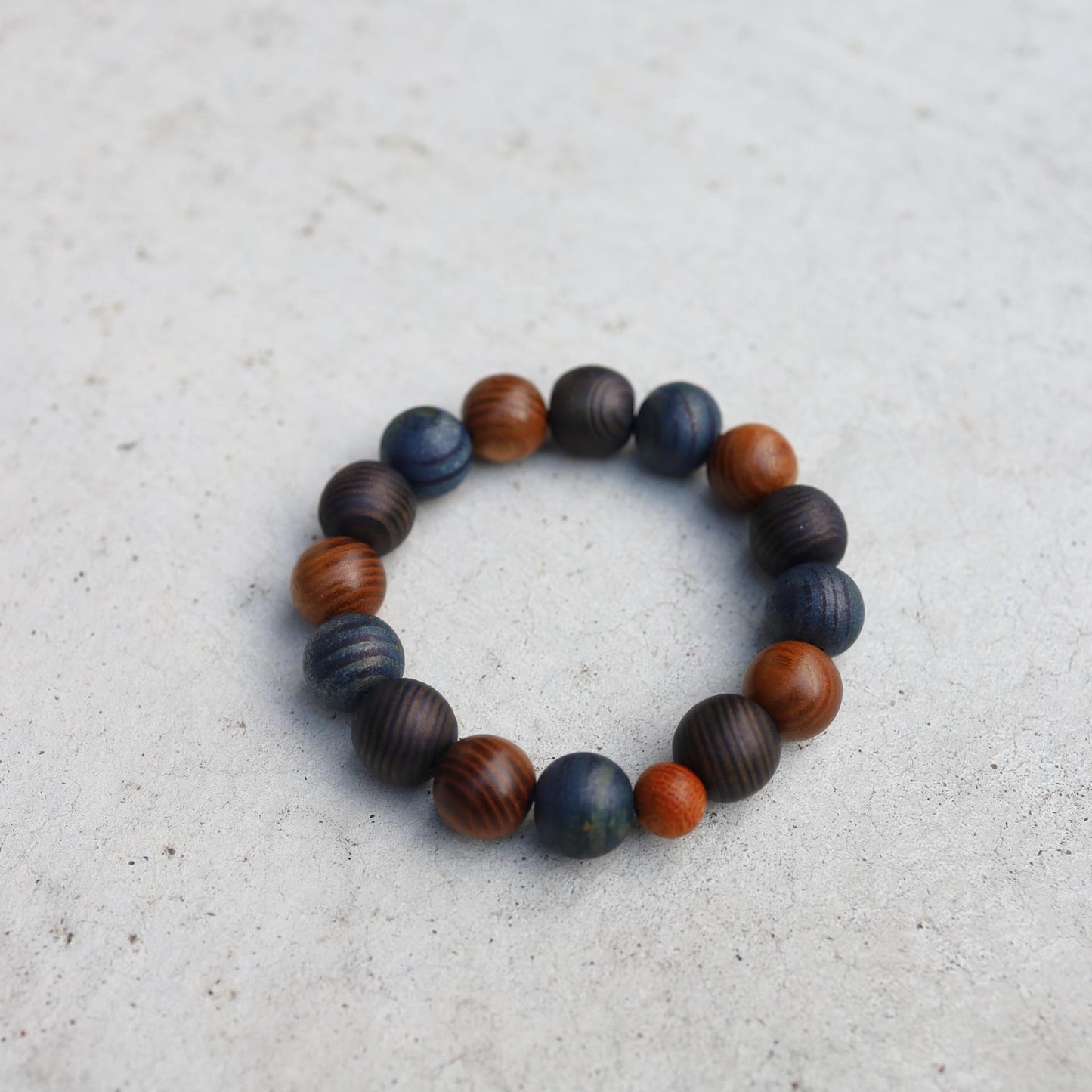 Japanese Wooden Beads Mixed Bracelet - Indigo dyed