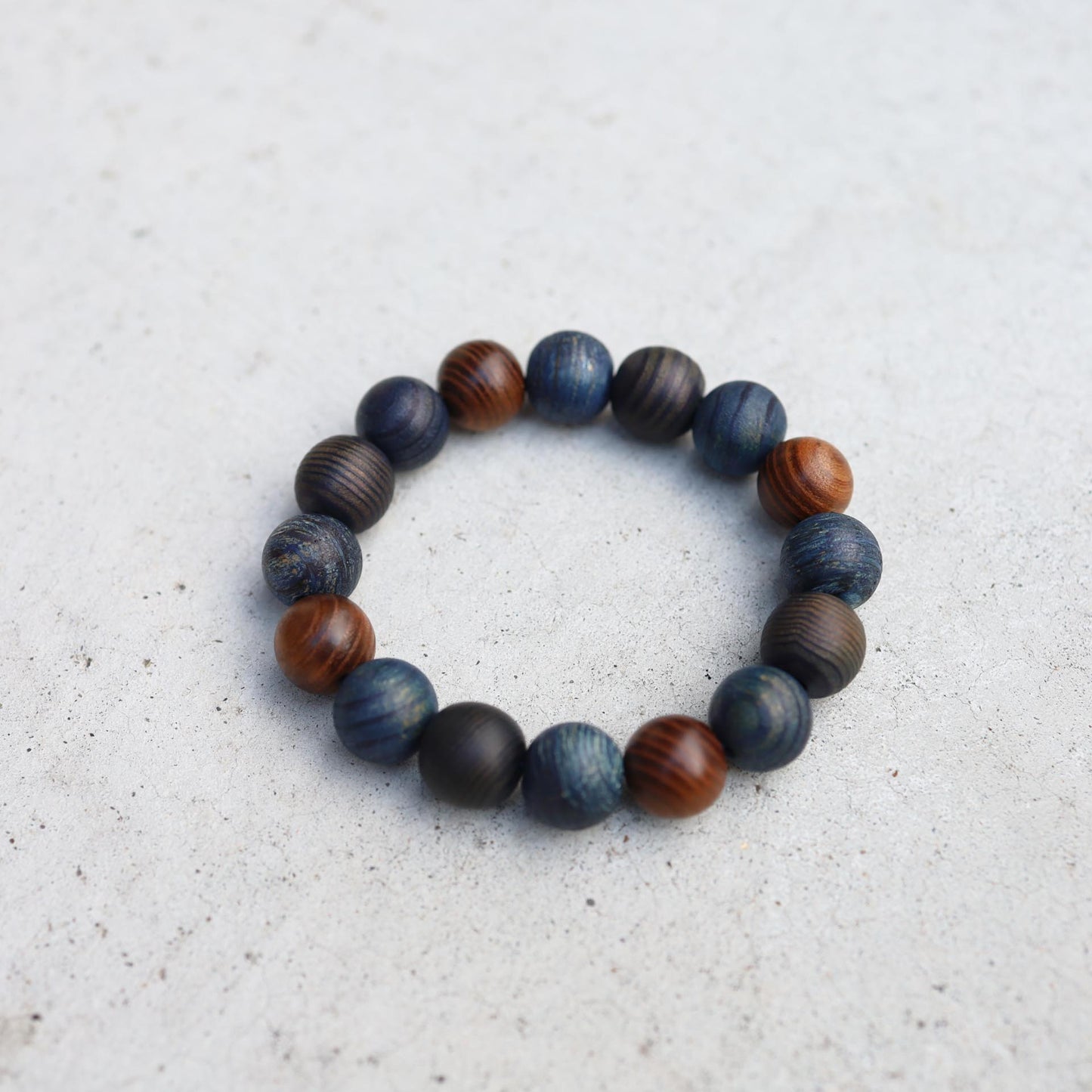 Japanese Wooden Beads Mixed Bracelet - Indigo dyed