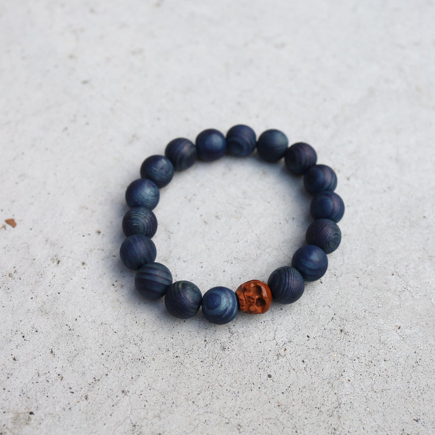 Japanese Cypress Wooden Beads Bracelet - Indigo dyed