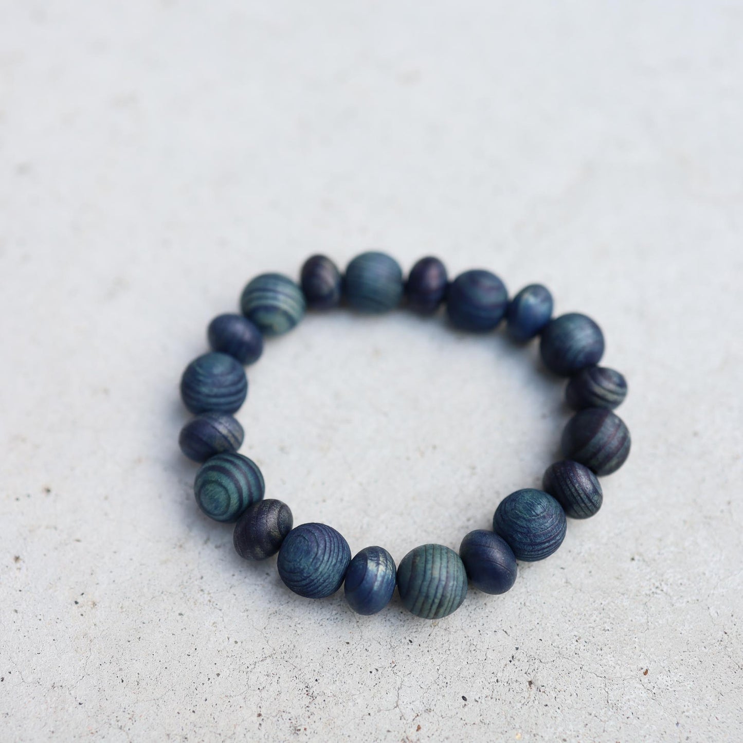 Japanese Cypress Wooden Beads Bracelet - Indigo dyed