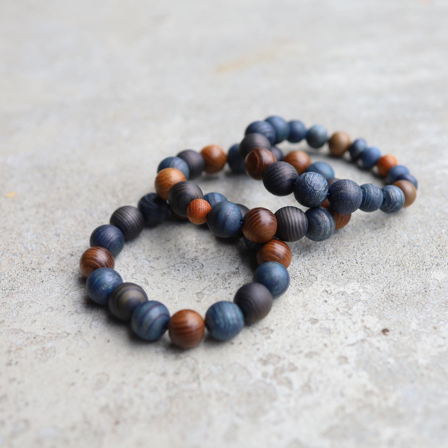 Japanese Wooden Beads Mixed Bracelet - Indigo dyed