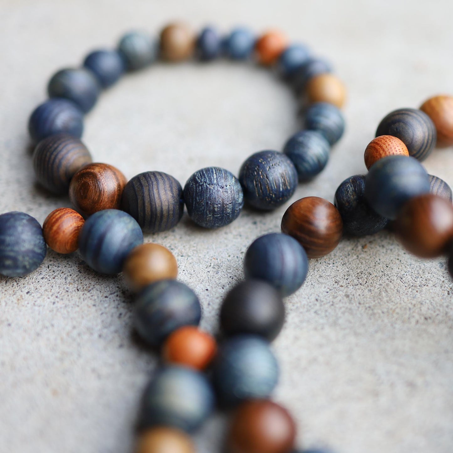 Japanese Wooden Beads Mixed Bracelet - Indigo dyed