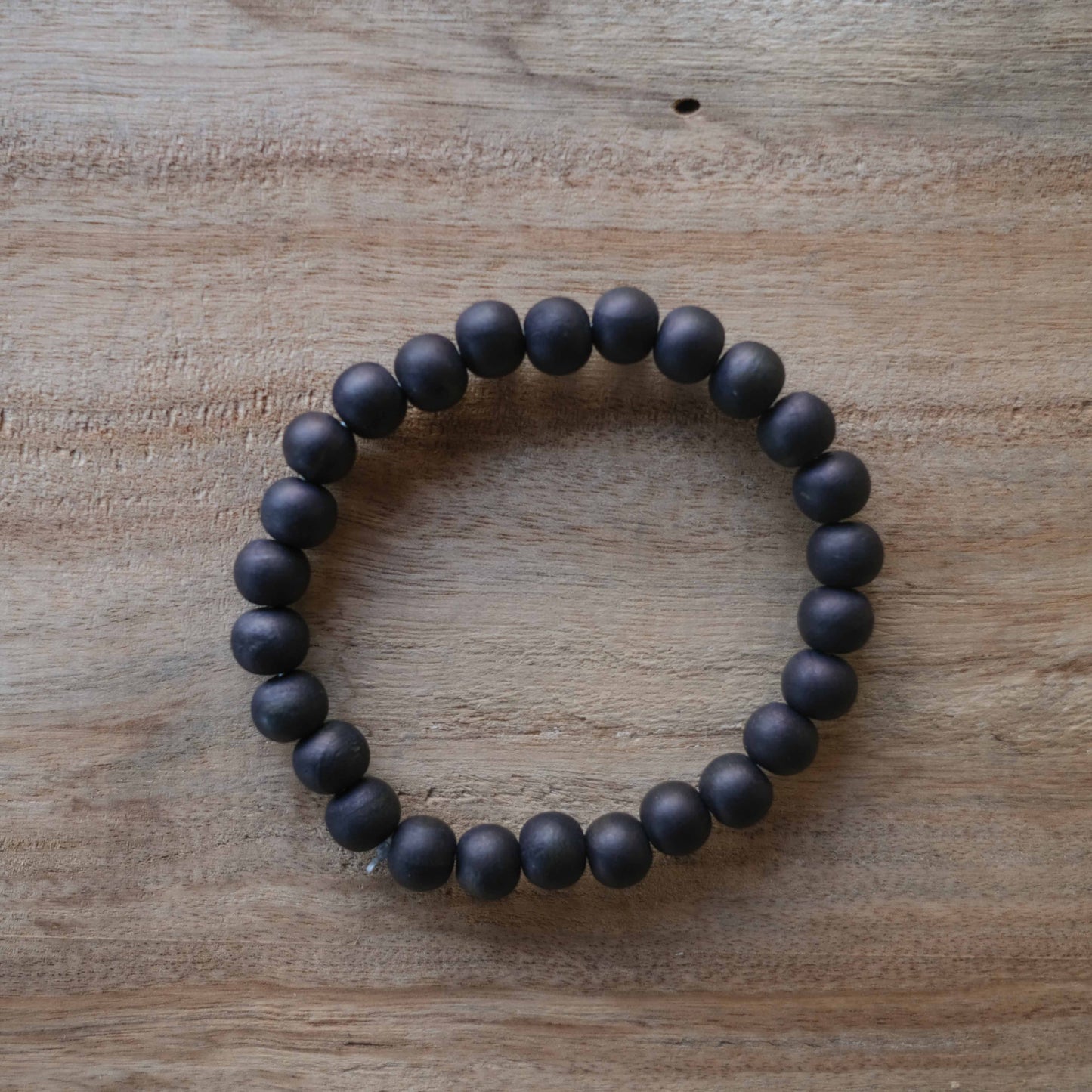 Indigo Dye Japanese Wooden Beads Bracelet 7mm
