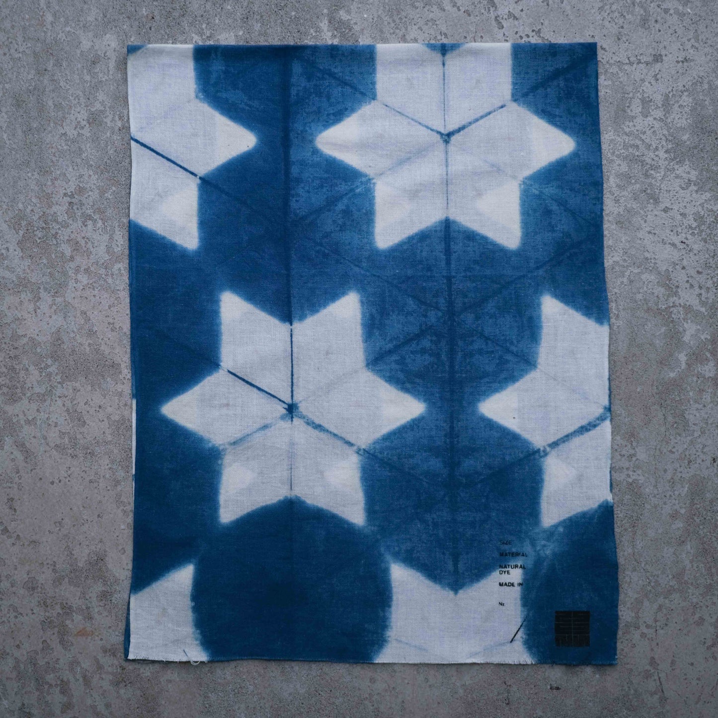 Japanese Indigo Dye Itajime Shibori Tenugui Fabric