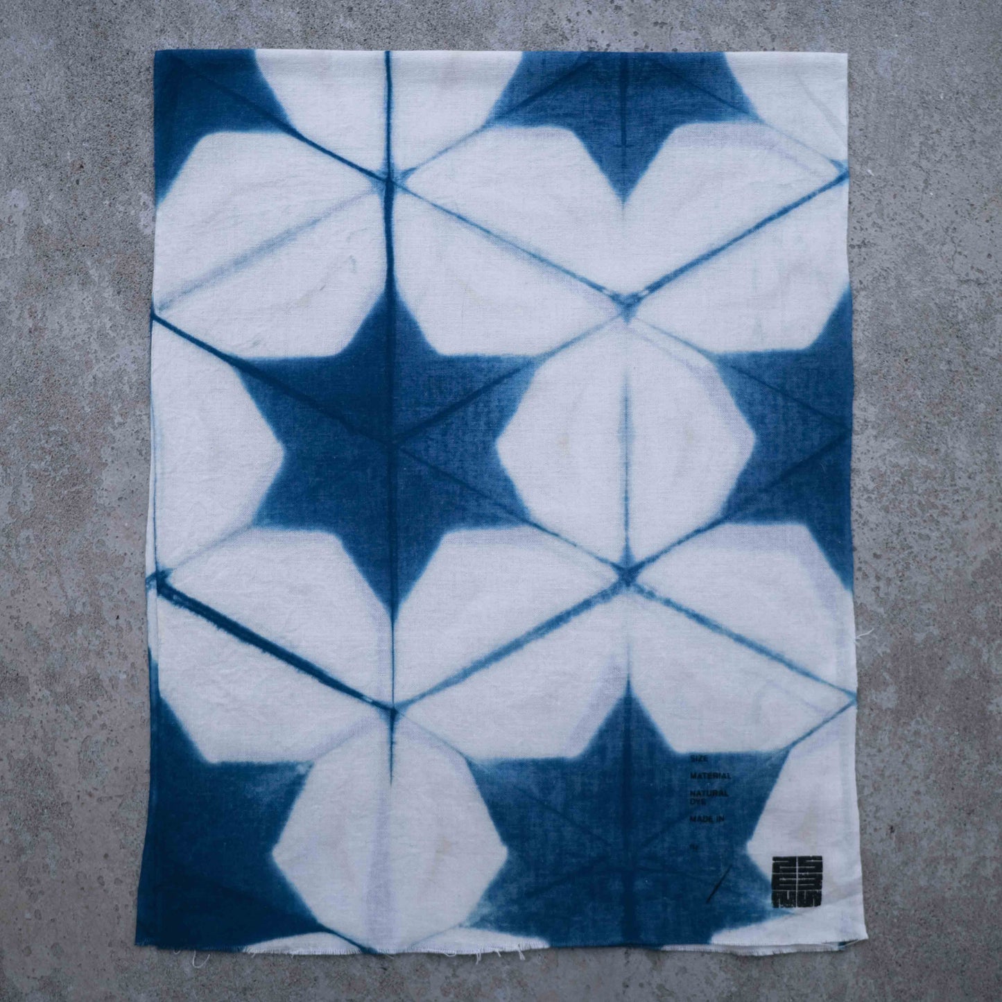 Japanese Indigo Dye Itajime Shibori Tenugui Fabric