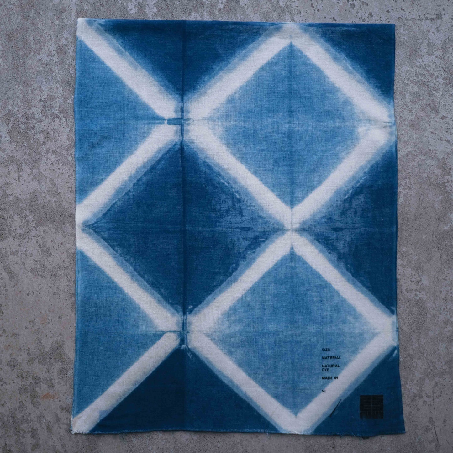 Japanese Indigo Dye Itajime Shibori Tenugui Fabric